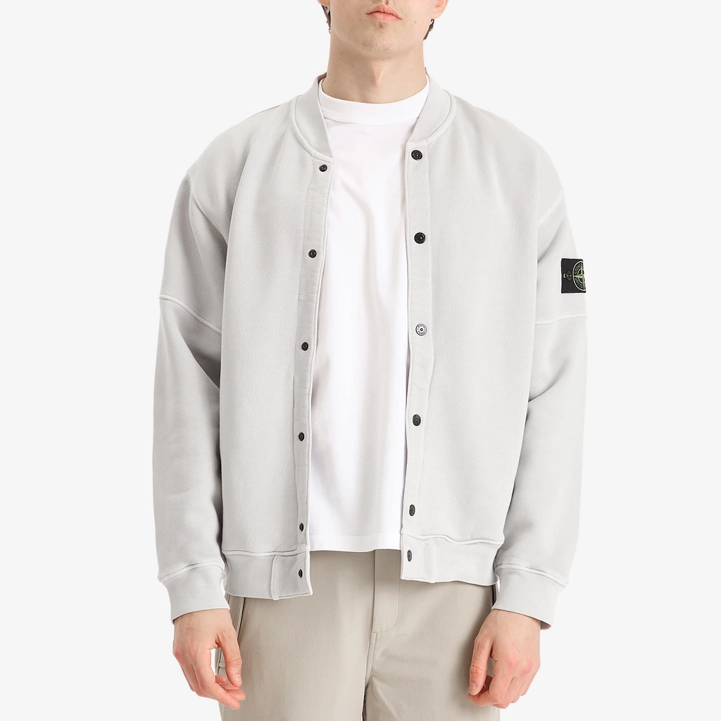 Stone Island Men's Old Effect Fleece Bomber Jacket Pearl Grey